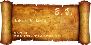 Baksi Vitold névjegykártya